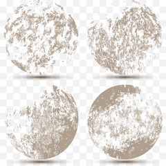 Vector set of different striped 3d grunge spheres