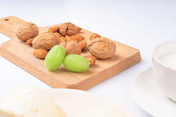 Dried fruit and milk bread on a white background
