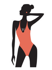 Fashion silhouette, swimsuit.