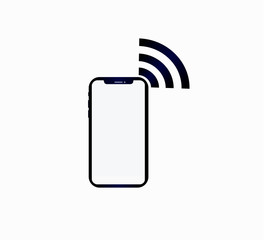 Smartphone web icon and wi-fi symbol wireless networks on white isolated background. Vector icon for website