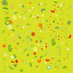 Vegetable pattern with vegetarian healthy food, for web and print decoration, vector illustration