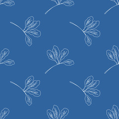 Seamless pattern with leafs and stalks. Floral background. Linear style vector illustration © Ксения Хомякова