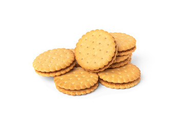 Cookies with milk filling isolated on white background