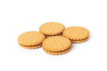Cookies with milk filling isolated on white background