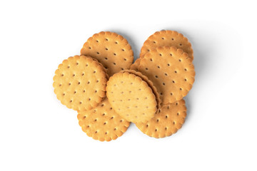 Cookies with milk filling isolated on white background