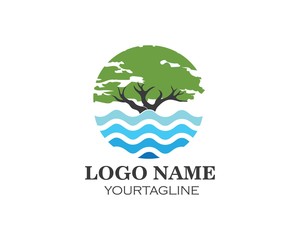 tree and water symbol and icon of go green eco nature