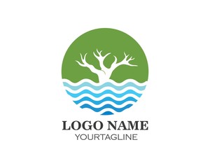 tree and water symbol and icon of go green eco nature