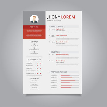 Simple modern curriculum vitae template. Resume template to display your profile. EPS 9