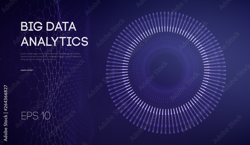 Poster big data visualization. background 3d .big data connection background. cyber technology ai tech wire