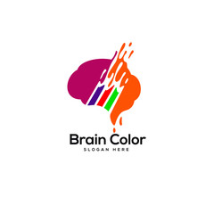 smart brain logo designs concept, colorful brain logo designs