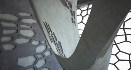 Fototapeta premium Abstract white and concrete interior. 3D illustration and rendering.