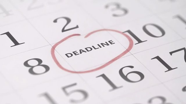 Marked the nineth 9 day of a month in the calendar transforms into DEADLINE text