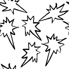 Star seamless pattern. Grunge vector dry brush illustration.