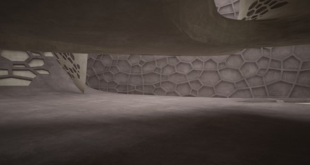 Naklejka premium Abstract white and concrete interior. 3D illustration and rendering.