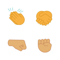 Obraz premium Hand gesture emojis color icons set