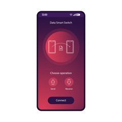 Data smart switch app mobile interface vector template