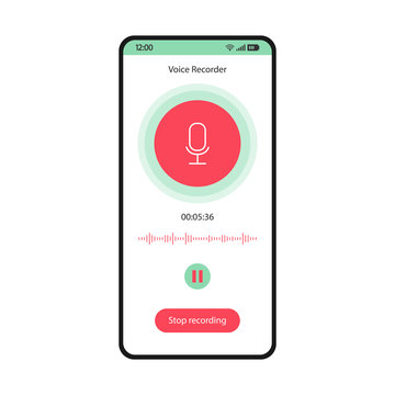 Voice Recorder App Smartphone Interface Vector Template