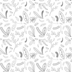 Monochrome floral seamless pattern