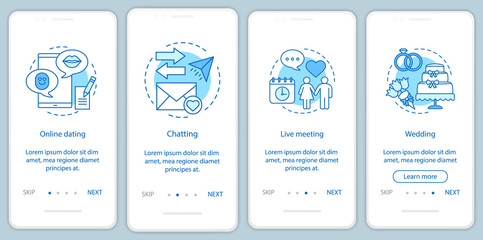 Online dating onboarding mobile app page screen template