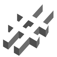 The hashtag symbol in three dimensional view