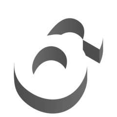 The number 6 in three dimensional view