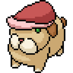 Obraz premium vector pixel art santa pup