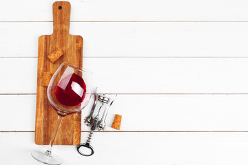 Wine glass on wooden background