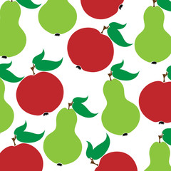 Vector illustration of painted apples and pears on white background. Symbol of fruit, food,vegetarian,vegan.