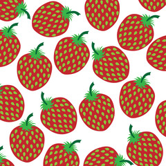 Vector illustration of painted strawberries on white background. Symbol of fruit, food,vegetarian,vegan.
