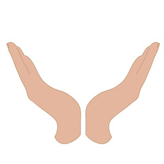 Vector illustration of hands in defensive gesture. Symbol of humanity,care,protection.