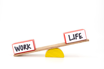 Work life balance concept with two blocks representing work and life