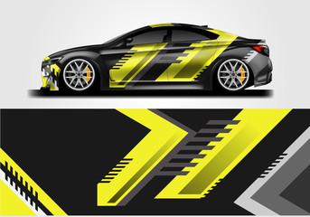 Livery decal car vector , supercar, rally, drift . Graphic abstract stripe racing background . File ready to print and editable . 