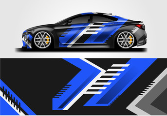 Obraz premium Livery decal car vector , supercar, rally, drift . Graphic abstract stripe racing background . File ready to print and editable . 