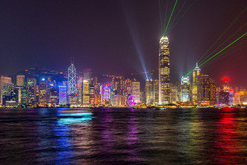 Beautiful night cityscape view of hong kong skyline at night scene. Hong Kong is most popular City in Asia