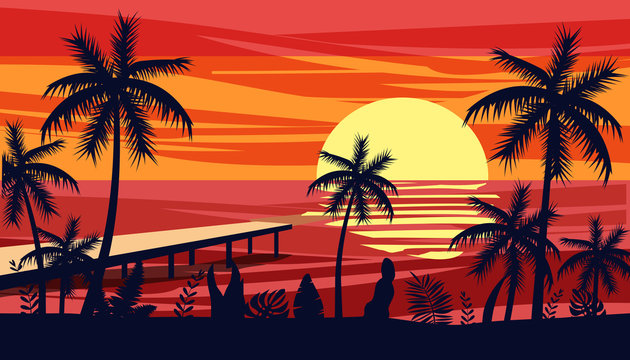 Beach Sunset Cartoon Images – Browse 16,036 Stock Photos, Vectors, and  Video | Adobe Stock