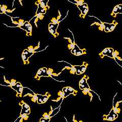 Urban UFO camouflage of various shades of grey, black and yellow colors