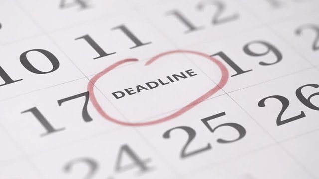 Marked the eighteenth 18 day of a month in the calendar transforms into DEADLINE text