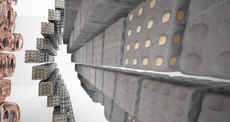 Abstract  concrete and coquina parametric smooth interior. 3D illustration and rendering.