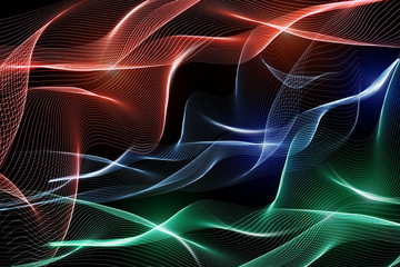 abstract colorful twisted waves with mesh texture.