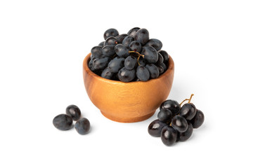 Blue grapes isolated on white background. 