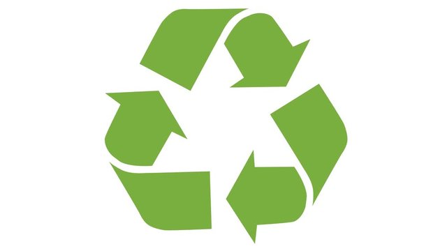 Animation of recycling icon. Green logo on white background