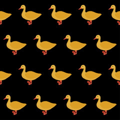 Abstract cute paper cut duck seamless pattern background. Childish craft yellow duck for design holiday wrapping paper, baby nappy, textile, birthday wallpaper etc.