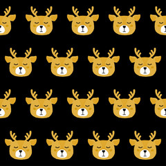 Abstract paper cut deer seamless pattern background. Childish crafted deer for design holiday wrapping paper, baby nappy, textile, birthday wallpaper etc.