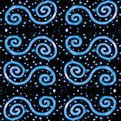 Spirals and Dots Seamless Pattern Design