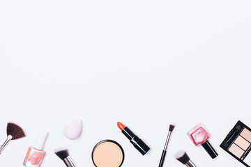 Women's cosmetics on white background