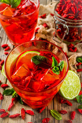 Homemade goji lemonade