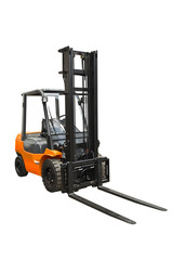 Electric pneumatic forklift isolated on a white background