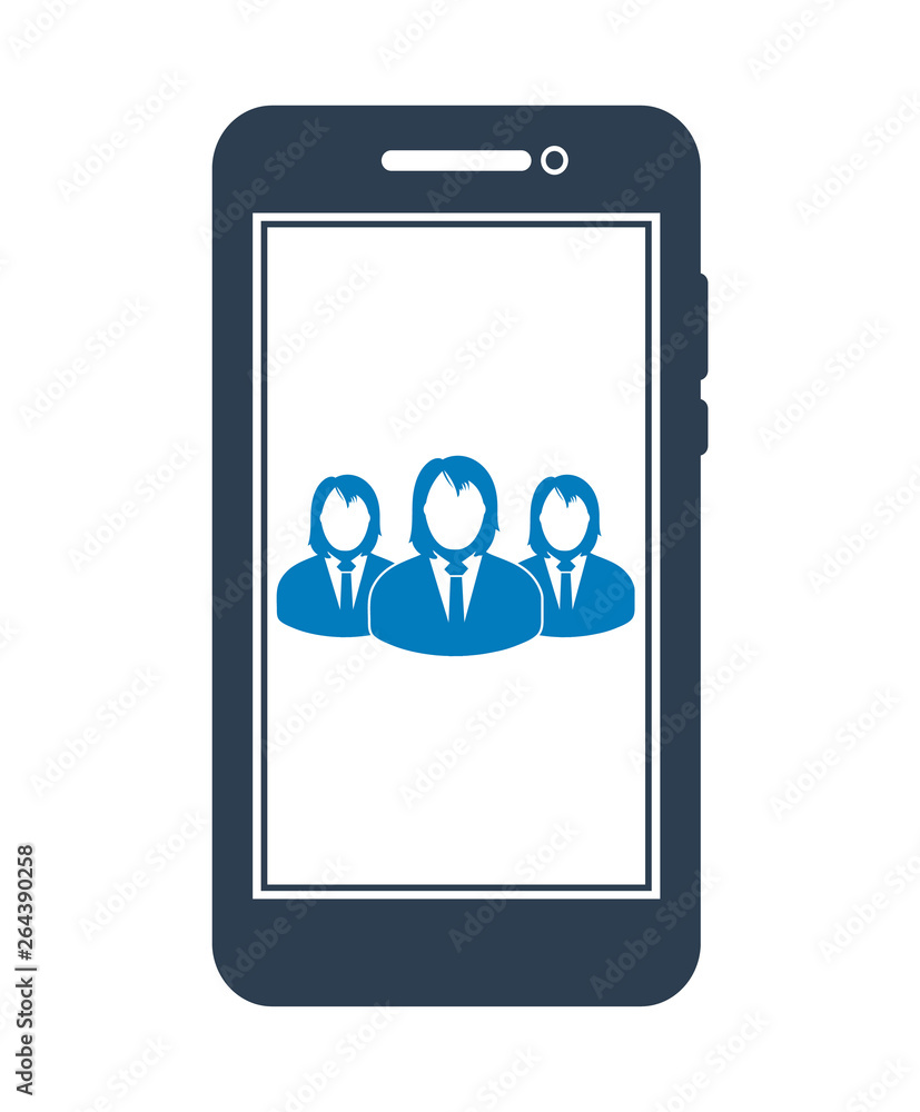 Poster mobile user group icon. flat style vector eps.