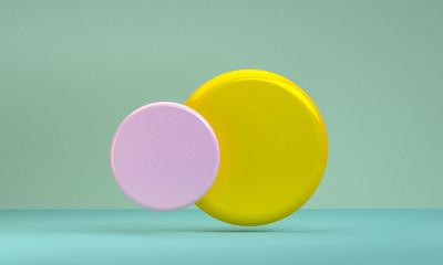 Minimalist abstract background, primitive geometrical figures, pastel colors, 3D render.