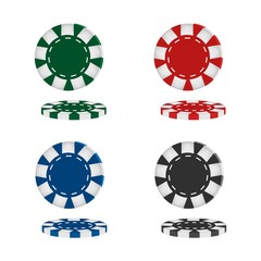 Realistic poker chips isolated on white background. Vector illustration.